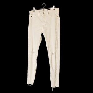 AG Farrah Skinny Ankle High Rise Bright White Distressed Size 29R